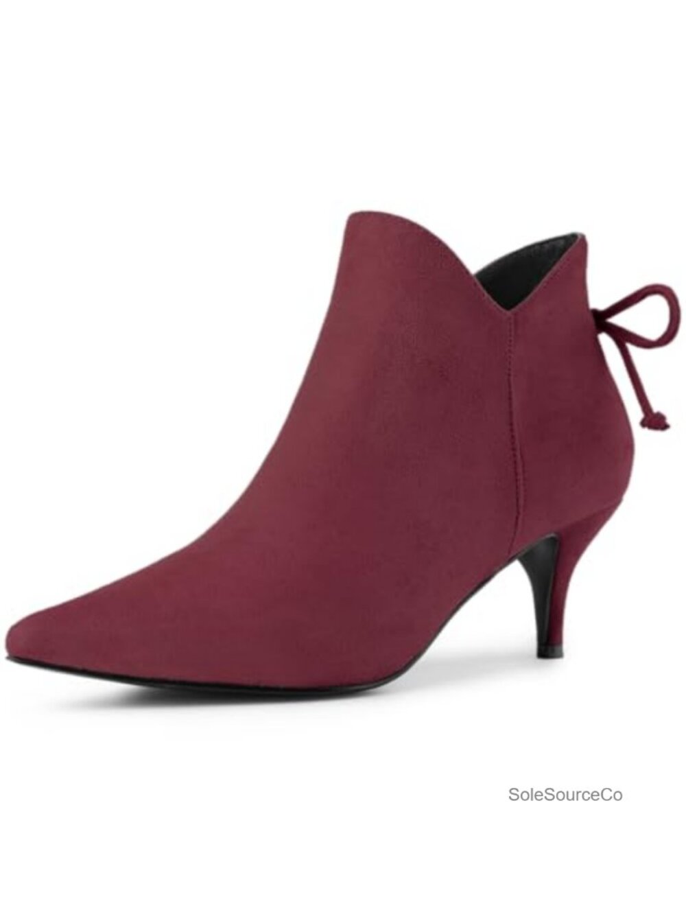 Pointed Toe Kitten Heel Ankle Booties Faux Suede Side Zip